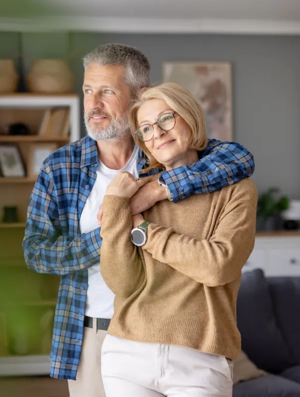 older couple hugging